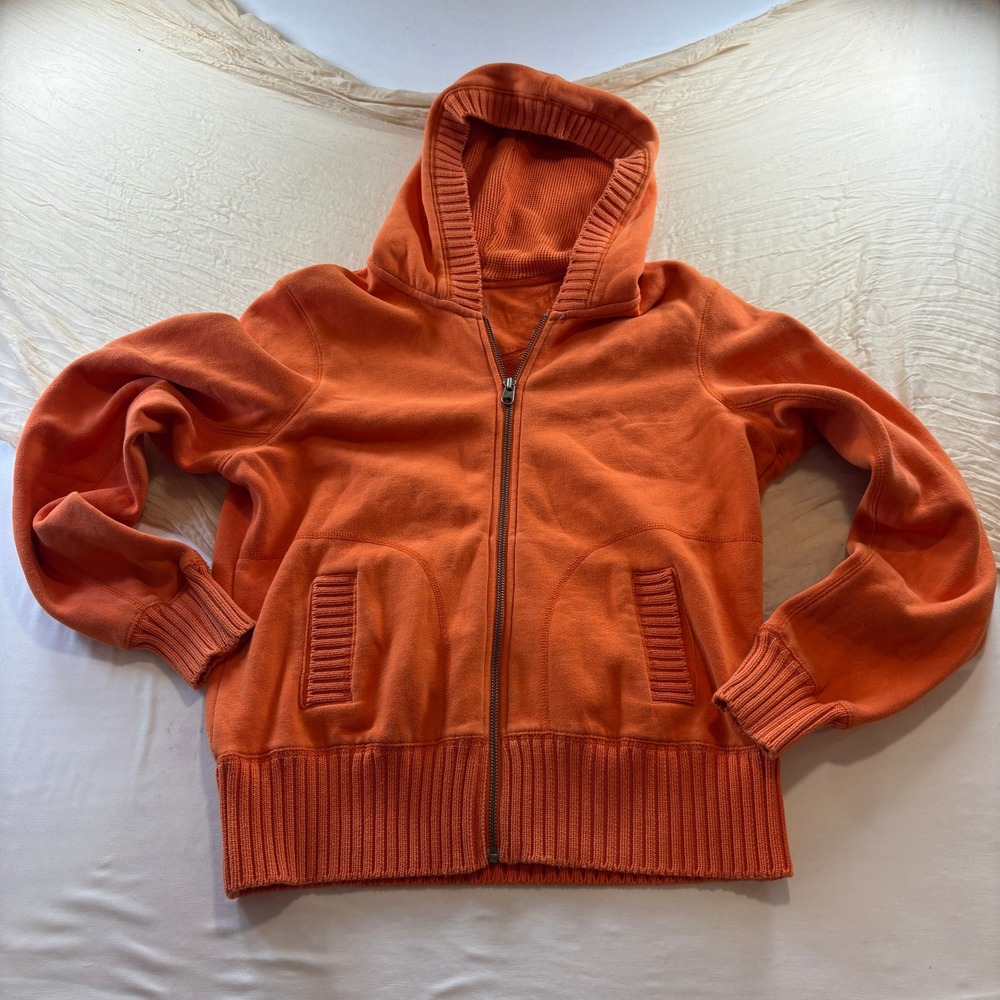 Gap Vintage Y2K Bright Orange Womens Zip Front Long Sleeve Hoodie Size L